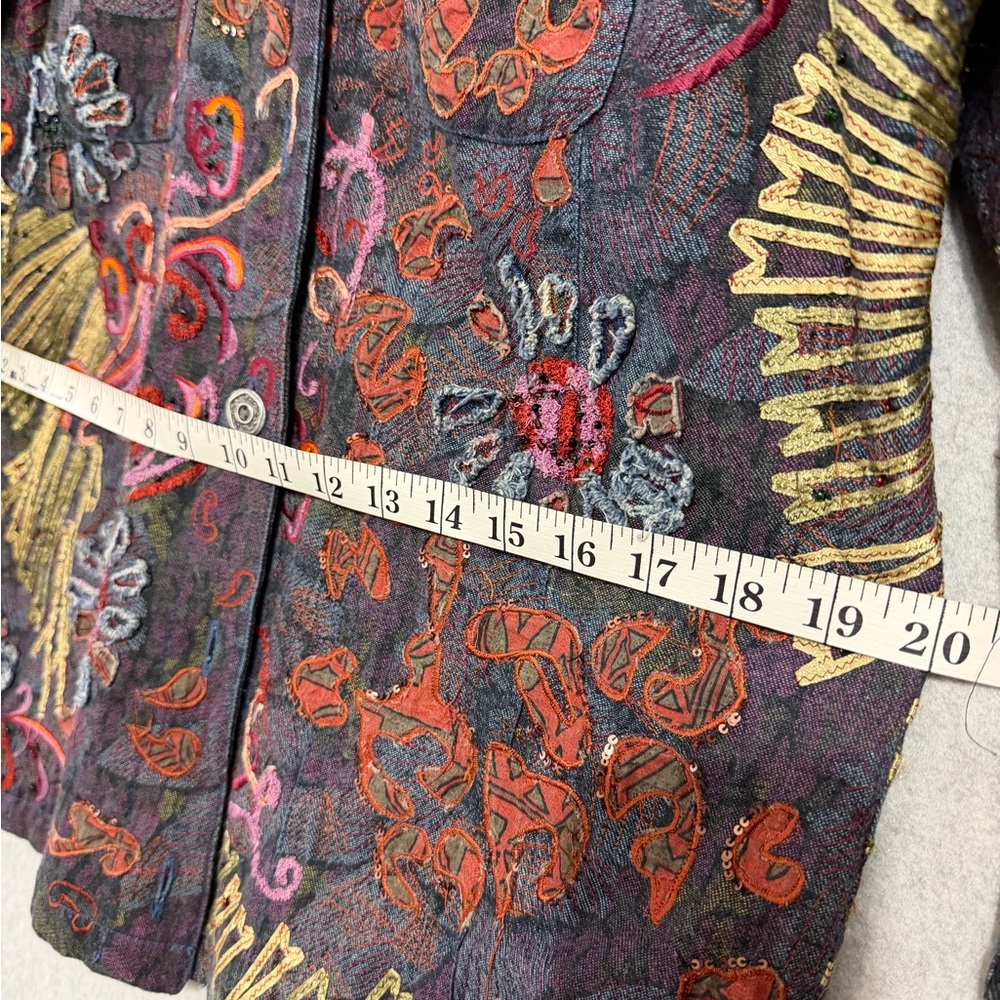 Chico's Colorful Embroidered Denim Jacket - Picture 4 of 7